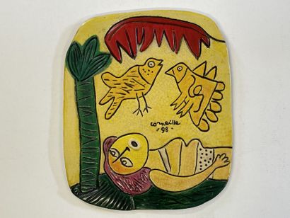 CORNEILLE (1922-2010)
Ceramic plaque
Signed...