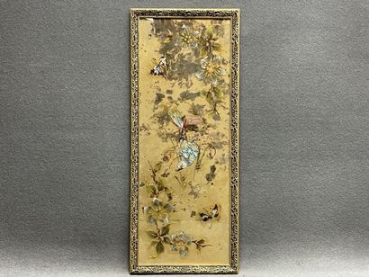 Rectangular eglomised glass mirror decorated...