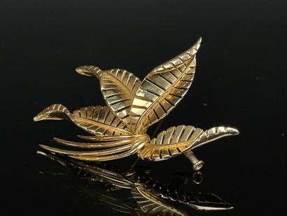Gold leaf brooch.
750°/00 gold.
6 x 4 cm.
weight:...