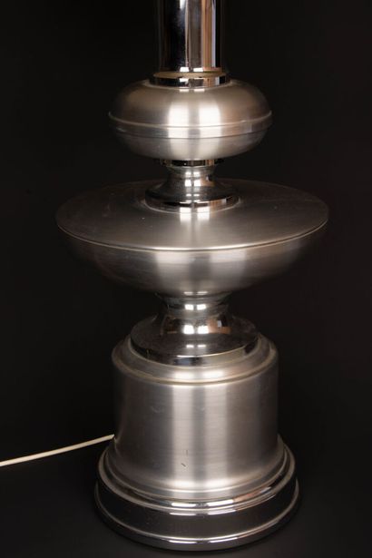Brushed steel lamp with original shade.
Circa...