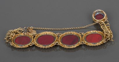 Gold bracelet adorned with five micro-mosaic...