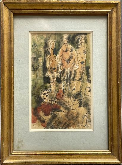 French school, mid 20th century
Brothel scene.
Watercolor...