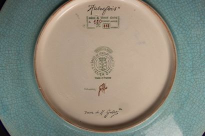 LONGWY Two round earthenware dishes with...