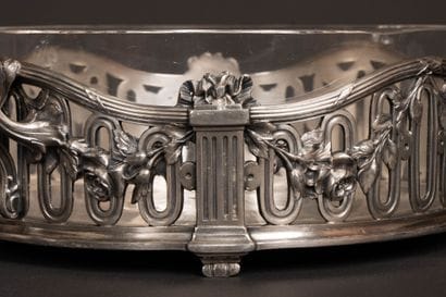 Louis XVI-style glass bowl with silver-plated...