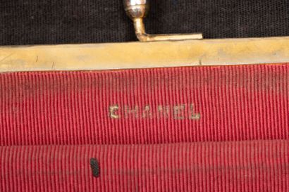CHANEL. Evening bag in black jersey with...