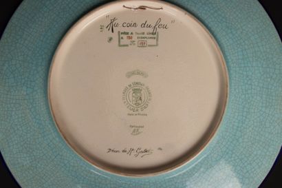 LONGWY Two round earthenware dishes with...