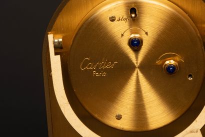 CARTIER Desk clock, gilt metal and burgundy...