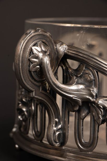 Louis XVI-style glass bowl with silver-plated...