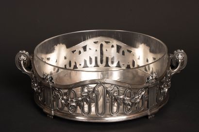 Louis XVI-style glass bowl with silver-plated...