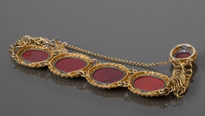 Gold bracelet adorned with five micro-mosaic...