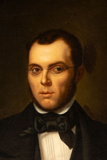 Ecole Française milieu XIX° siècle.
Portrait...