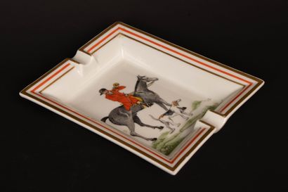 HERMÈS Paris. 
Porcelain ashtray with chasse...