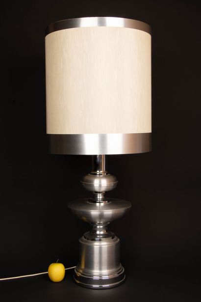 Brushed steel lamp with original shade.
Circa...