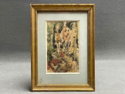 French school, mid 20th century
Brothel scene.
Watercolor...
