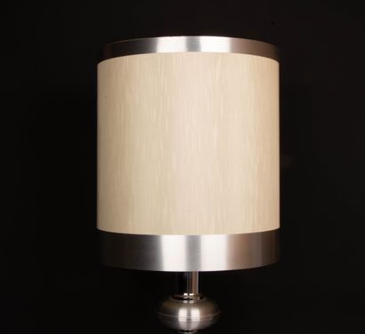 Brushed steel lamp with original shade.
Circa...