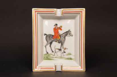 HERMÈS Paris. 
Porcelain ashtray with chasse...