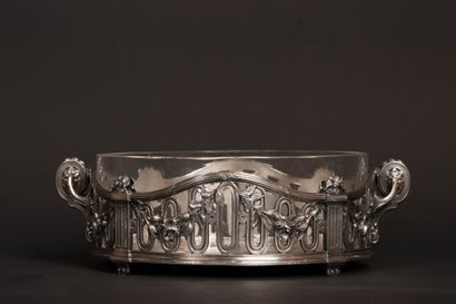 Louis XVI-style glass bowl with silver-plated...