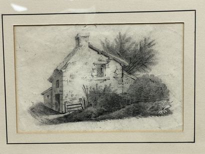 Dessin à l'encre, daté 1829 encadré
Eglise...