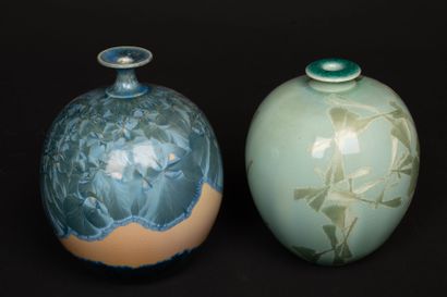 Patrice LUSARDI 
Deux vases boules en grès...