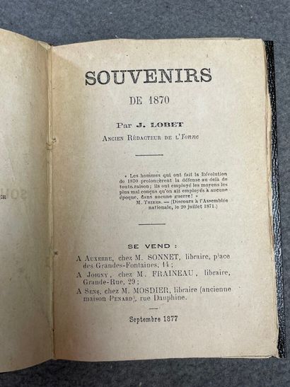 LOBET, J. - Souvenirs de 1870.- A Auxerre,...