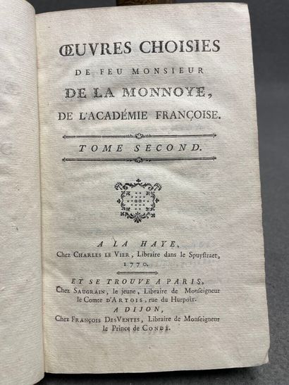 LA MONNOYE, Bernard de. - OEuvres choisies...-...