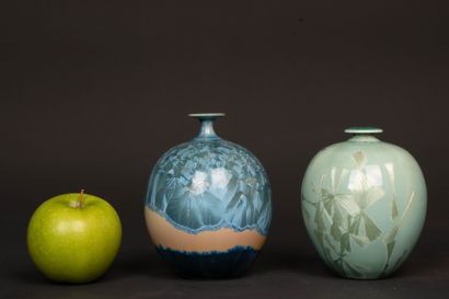 Patrice LUSARDI 
Deux vases boules en grès...