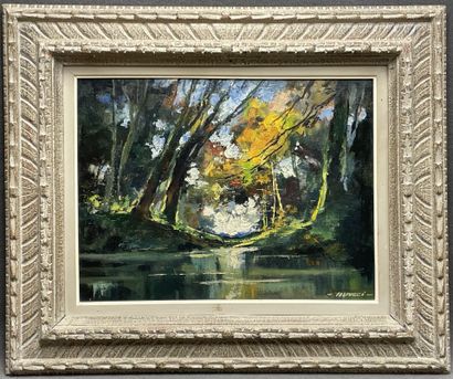 Robert FALCUCCI ( 1900-1989). 
Etang dans...