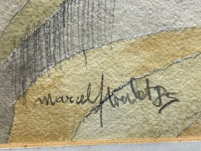 Marcel POULET (XX°). 
Les champs.
Aquarelle...