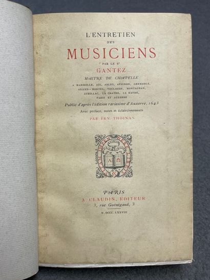 GANTEZ, Annibal. - L'Entretien des musiciens,...