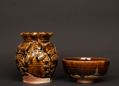 Jean-Michel DOIX (né en 1947). 
Vase et bol...
