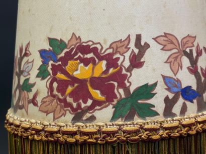 GIEN. 
Bougeoir monté en lampe, modèle Pivoine
H....