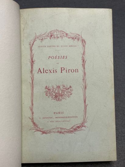 PIRON, Alexis. - Poésies choisies et pièces...