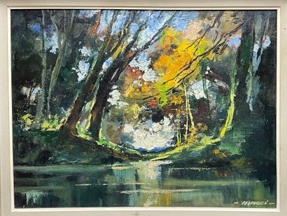 Robert FALCUCCI ( 1900-1989). 
Etang dans...