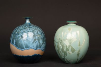 Patrice LUSARDI 
Deux vases boules en grès...