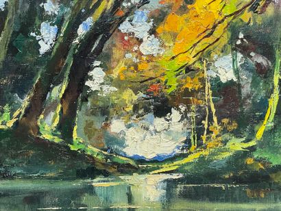 Robert FALCUCCI ( 1900-1989). 
Etang dans...