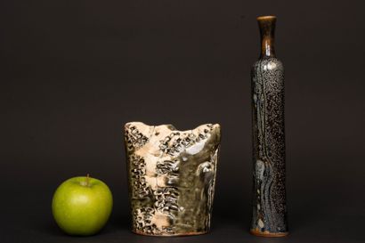 Annie MAUME (née en 1945).
Vase à long col...