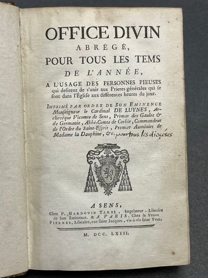 [IMPRESSION SENONAISE, 1763]. - Office divin...