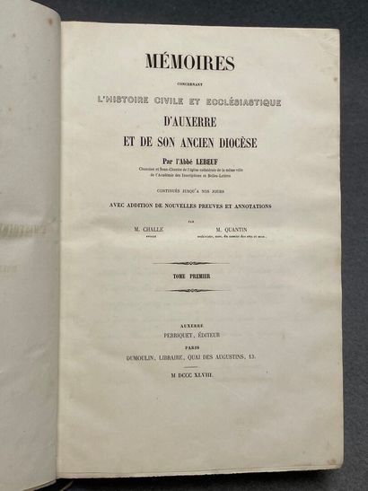 LEBEUF, Jean (abbé). - Mémoires concernant...