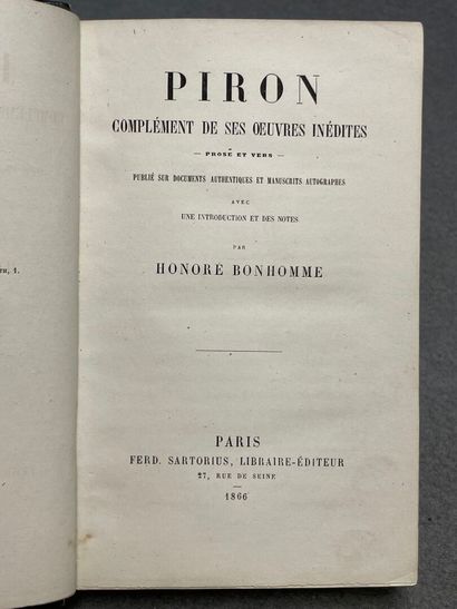 PIRON, Alexis. - Piron : complément de ses...