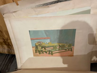 Pochette de dessins contenant quatre dessins...