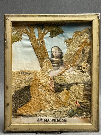 Peinture à l'aiguille sur soie, fin XIX°
...