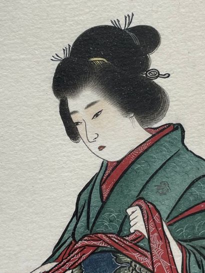 Asie : Deux estampes Japonaises. 
31 x 21...