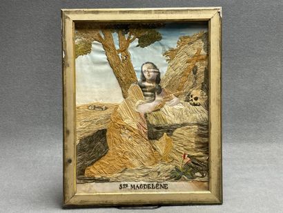 Peinture à l'aiguille sur soie, fin XIX°
...