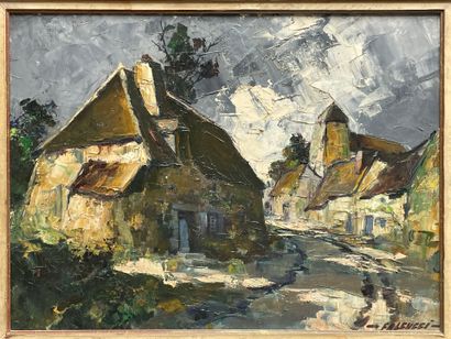 Robert FALCUCCI ( 1900-1989). 
Vue de village....