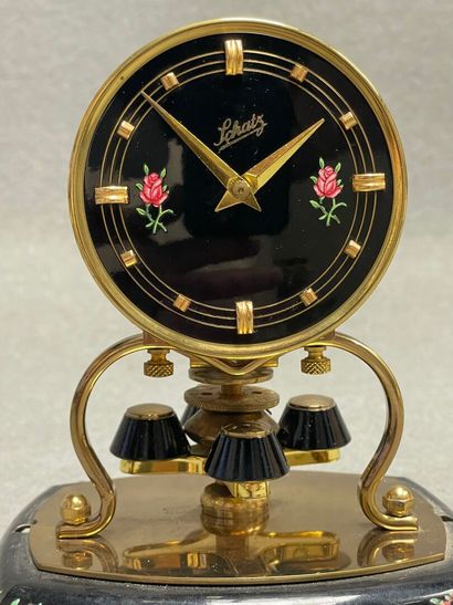 SCHATZ.
Pendulette sous globe plastique.
H....