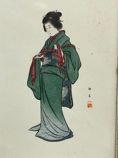 Asie : Deux estampes Japonaises. 
31 x 21...