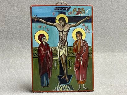 Icône moderne
crucifixion. 
22 x 16 cm.