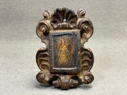 Petite icône Vierge en majesté dans encadrement...