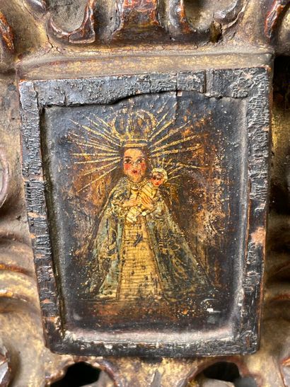 Petite icône Vierge en majesté dans encadrement...