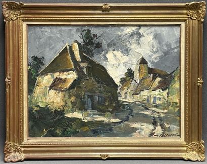 Robert FALCUCCI ( 1900-1989). 
Vue de village....